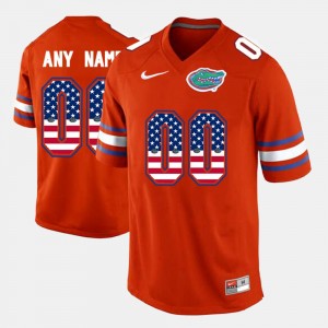 Men's Florida Gators US Flag Fashion Orange Custom #00 Jersey 905854-670
