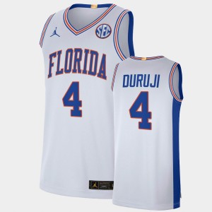 Men's Florida Gators College Basketball White Anthony Duruji #4 Elite Limited Jersey 681777-215