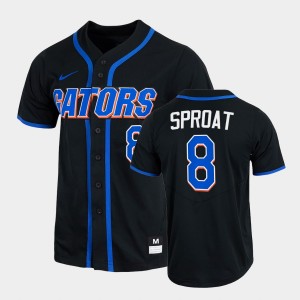 Men's Florida Gators College Baseball Black Brandon Sproat #8 2022 Full-Button Jersey 493295-195
