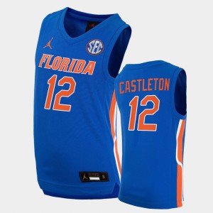 Men's Florida Gators College Basketball Royal Colin Castleton #12 Replica Jersey 135984-596