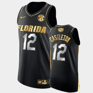 Men's Florida Gators Golden Edition Black Colin Castleton #12 Authentic Jersey 787796-962