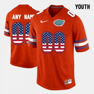Youth Florida Gators US Flag Fashion Orange Custom #00 Jersey 762637-929