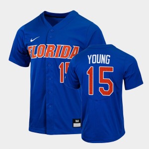 Men's Florida Gators College Baseball Royal Danny Young #15 Full-Button Jersey 463206-832