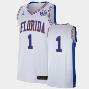 Men's Florida Gators College Basketball White #1 Elite Limited Jersey 496760-200