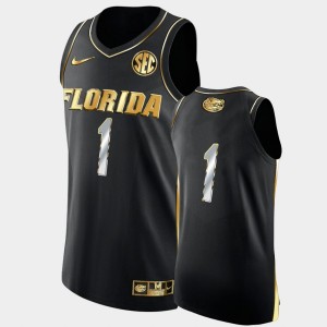Men's Florida Gators Golden Edition Black #1 Authentic Jersey 351178-884