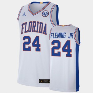 Men's Florida Gators College Basketball White Phlandrous Fleming Jr. #24 Elite Limited Jersey 650968-767