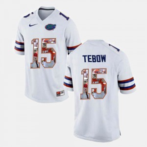Men's Florida Gators College Football White Tim Tebow #15 Jersey 971045-753