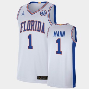 Men's Florida Gators College Basketball White Tre Mann #1 Elite Limited Alumni Jersey 829476-518