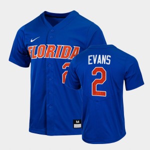 Men's Florida Gators College Baseball Royal Ty Evans #2 2022 Full-Button Jersey 745927-609
