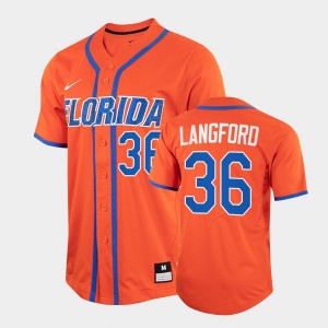 Men's Florida Gators College Baseball Orange Wyatt Langford #36 2022 Full-Button Jersey 195506-185
