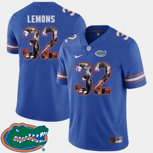 Men's Florida Gators Pictorial Fashion Royal Adarius Lemons #32 Football Jersey 723021-105