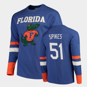 Men's Florida Gators Old School Royal Brandon Spikes #51 Football Long Sleeve T-Shirt 789865-943