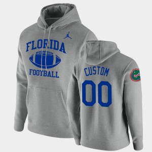 Men's Florida Gators Retro Football Heathered Gray Custom #00 Pullover Hoodie 422046-149