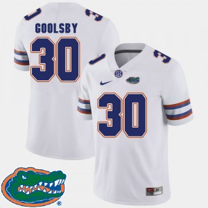 Men's Florida Gators College Football White DeAndre Goolsby #30 2018 SEC Jersey 747233-659