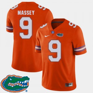 Men's Florida Gators College Football Orange Dre Massey #9 2018 SEC Jersey 128960-503
