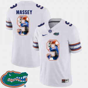 Men's Florida Gators Pictorial Fashion White Dre Massey #9 Football Jersey 548790-916