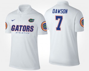 Men's Florida Gators Name and Number White Duke Dawson #7 Polo 139425-170