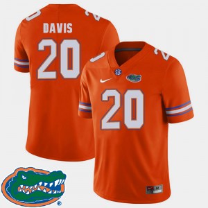 Men's Florida Gators College Football Orange Malik Davis #20 2018 SEC Jersey 637958-171