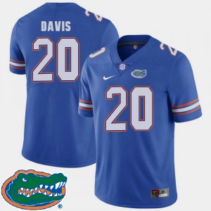 Men's Florida Gators College Football Royal Malik Davis #20 2018 SEC Jersey 608439-479