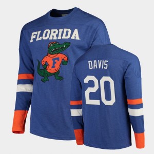 Men's Florida Gators Old School Royal Malik Davis #20 Football Long Sleeve T-Shirt 550235-567