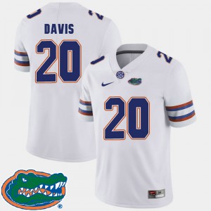 Men's Florida Gators College Football White Malik Davis #20 2018 SEC Jersey 743571-267
