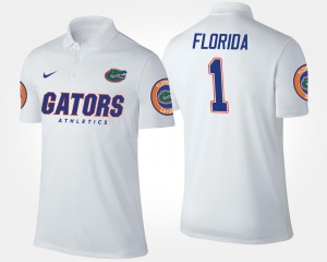 Men's Florida Gators Name and Number White #1 No.1 Short Sleeve Polo 758442-794