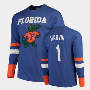 Men's Florida Gators Old School Royal Percy Harvin #1 Football Long Sleeve T-Shirt 927579-753