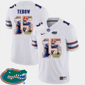 Men's Florida Gators Pictorial Fashion White Tim Tebow #15 Football Jersey 711189-477