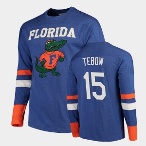 Men's Florida Gators Old School Royal Tim Tebow #15 Football Long Sleeve T-Shirt 445464-940
