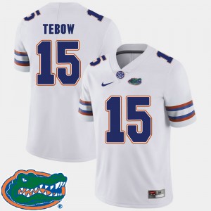 Men's Florida Gators College Football White Tim Tebow #15 2018 SEC Jersey 960806-798