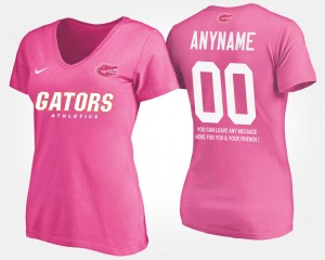 Women's Florida Gators Name and Number Pink Custom #00 With Message T-Shirt 263337-586