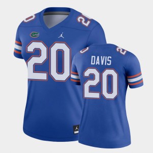 Women's Florida Gators College Football Royal Malik Davis #20 Legend Jersey 855641-294